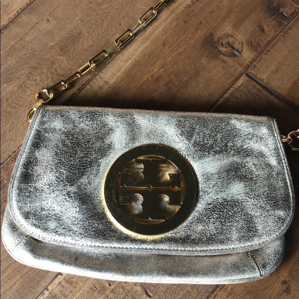 Gold Tory Burch Reva purse